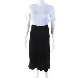 Natacha Womens Satin Elastic Waist Unlined Flared A-Line Skirt Black Size OS
